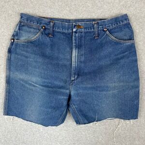 Vtg Wrangler Western 912DEN Denim Cut Off Shorts Blue Made in USA 35